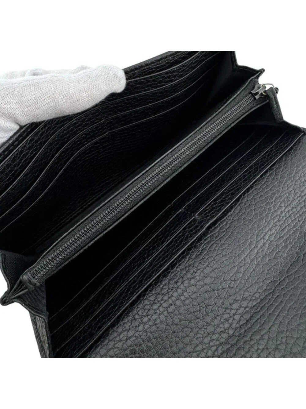 Gucci Continental Wallet GG Marmont Leather Black